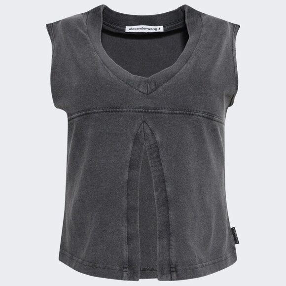 Alexander Wang V-Neck Tank Top in Faded Black - Picture 10 of 13